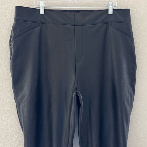 Spanx Faux Leather Flare Pant Black Pull On High Elastic Waistband Edgy Plus 3X - Picture 7 of 14